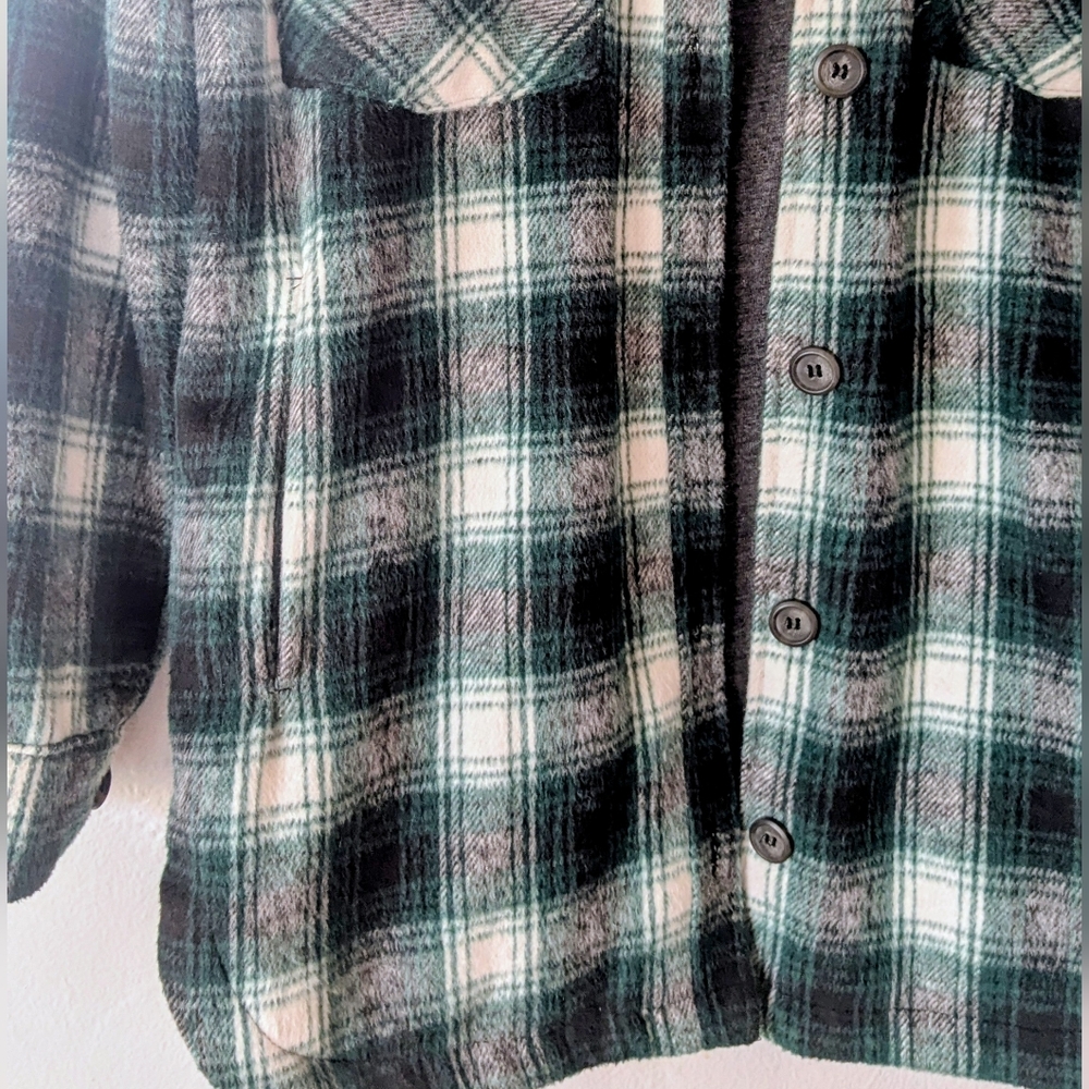 Thread & Supply Shacket James Shirt Jacket hunter green plaid XS Excellent - Picture 3 of 7